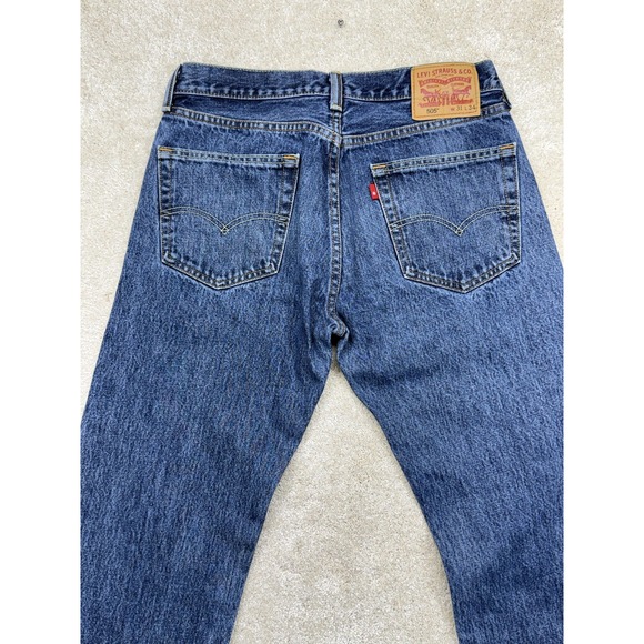 Levis 505 Jeans Mens 31x34 Blue Denim Straight Leg Medium Wash Casual Pants - Picture 4 of 12
